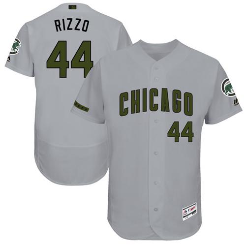 Men's Majestic Chicago Cubs #44 Anthony Rizzo White Stars & Stripes  Authentic Collection Flex Base MLB